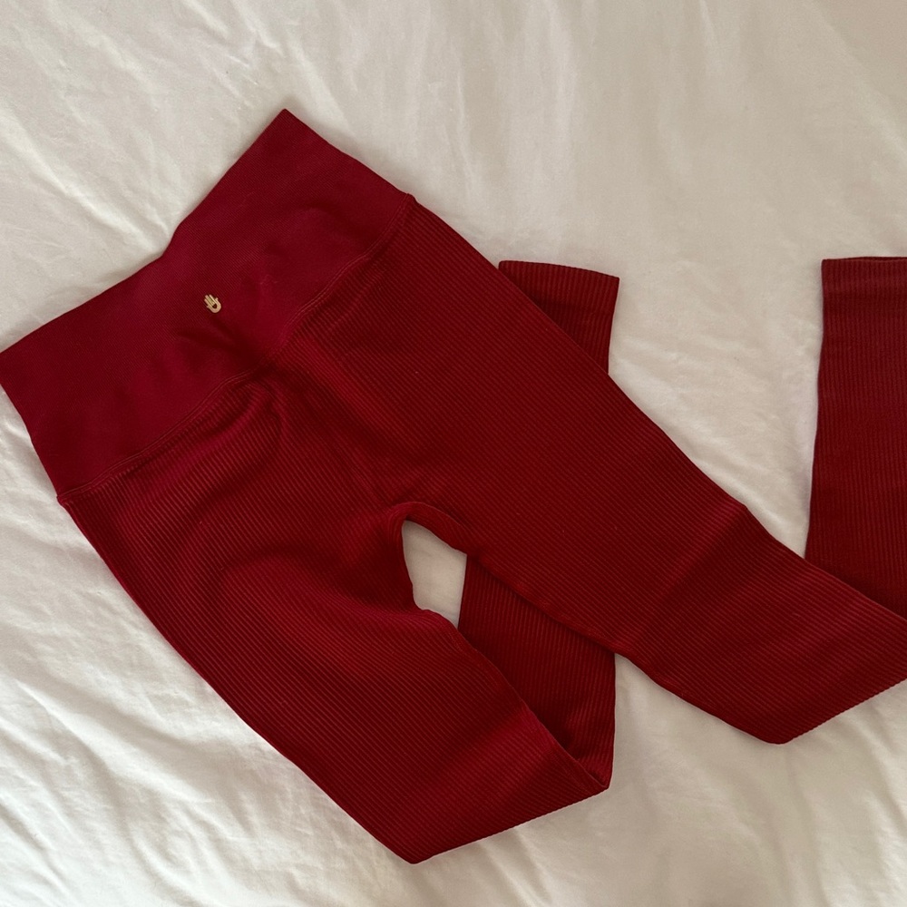 New spiritual gangster red ribbed leggings xs small